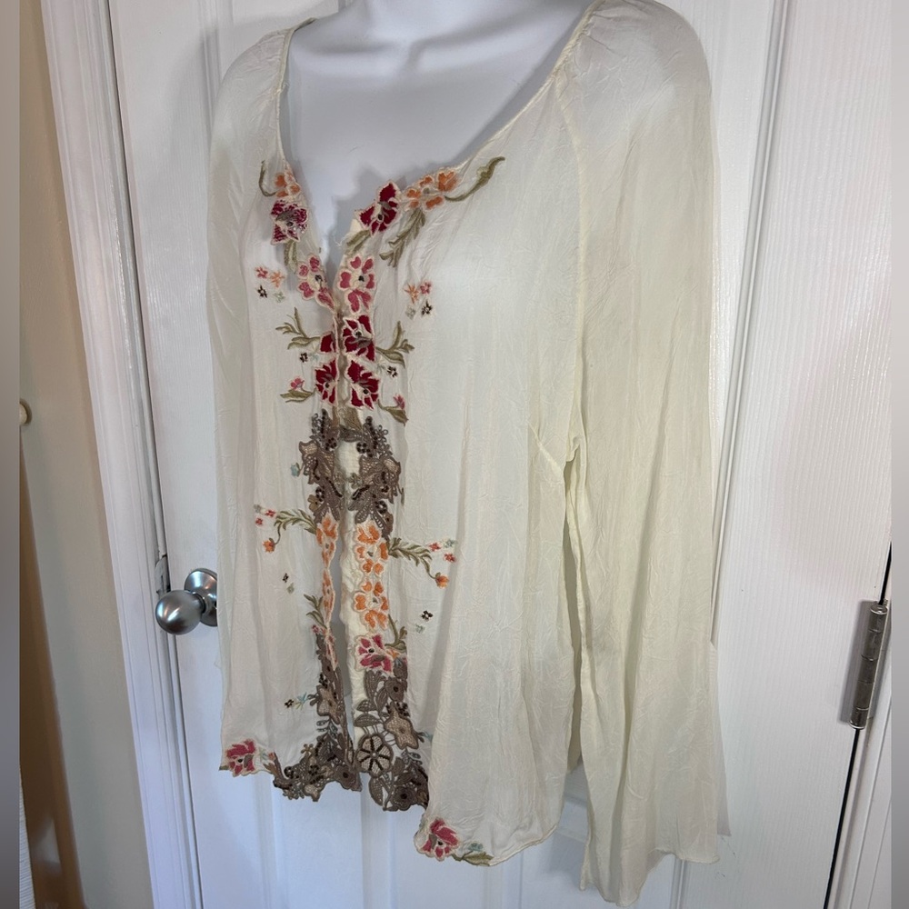Embroidered Cream Women's Top by J Jill